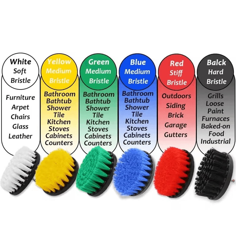 3Piece Electric Drill Scrubber Brush Kit Power Brush Heads For Carpet Glass Tires 2in 35in 4in 4