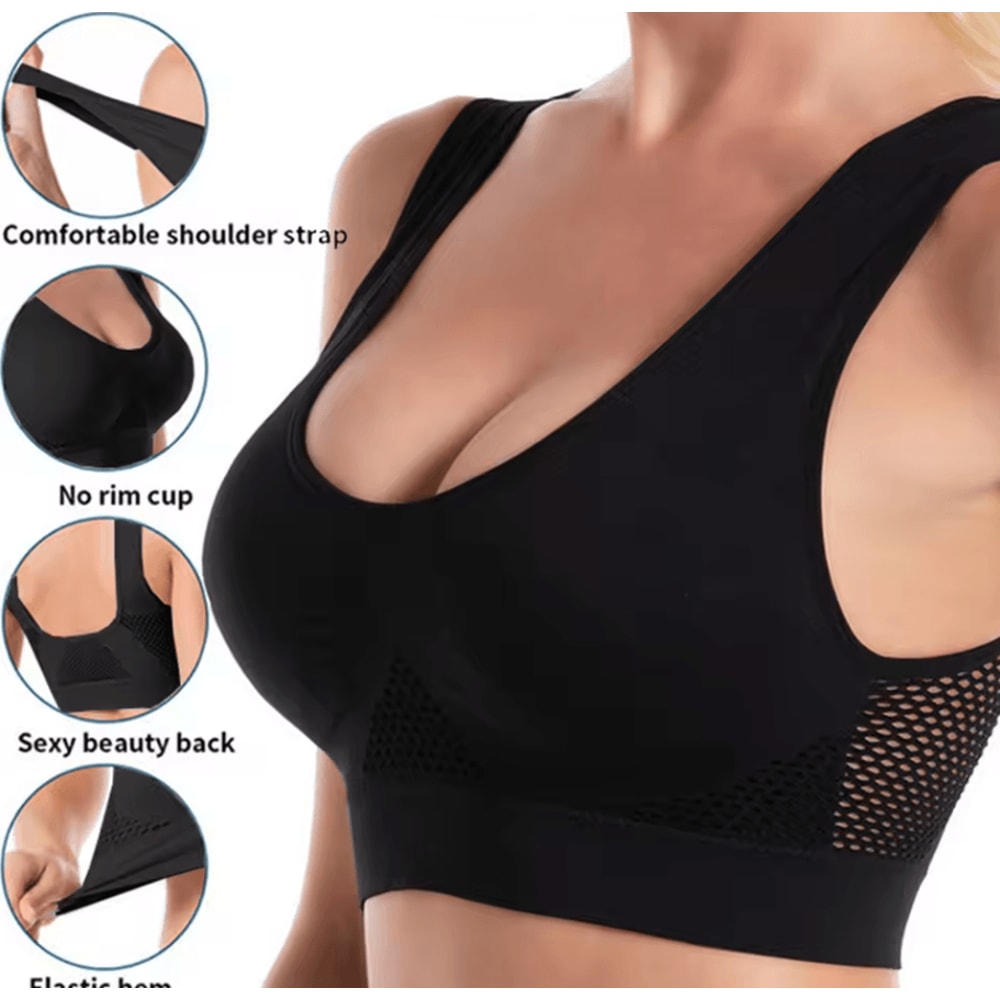 Plus Size Seamless Sports Bra Wireless Shockproof Fitness Yoga Crop Top Up To 6XL 1