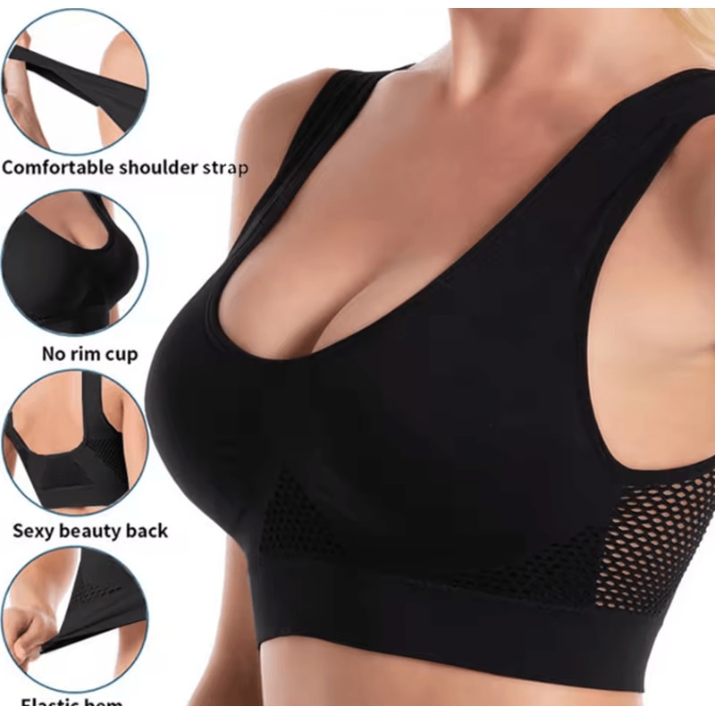 Plus Size Seamless Sports Bra Wireless Shockproof Fitness Yoga Crop Top Up To 6XL 1