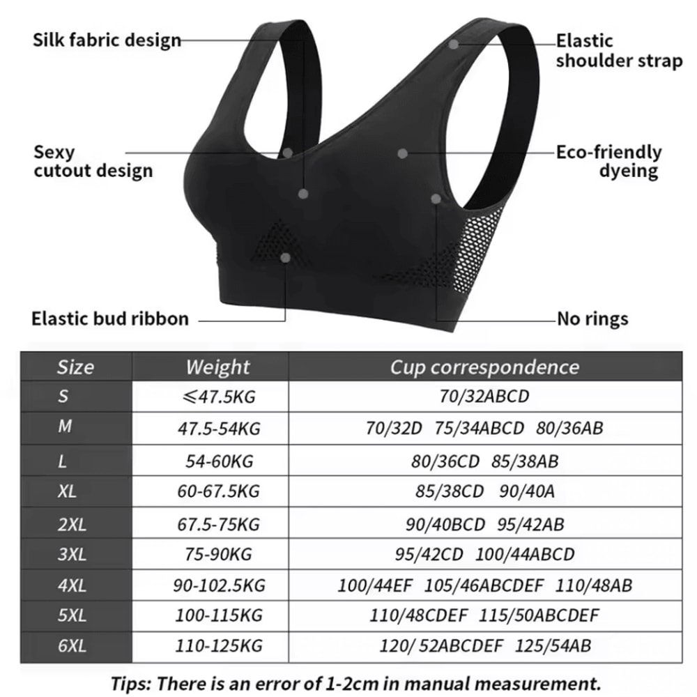 Plus Size Seamless Sports Bra Wireless Shockproof Fitness Yoga Crop Top Up To 6XL 5