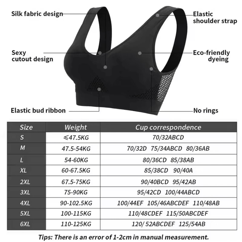 Plus Size Seamless Sports Bra Wireless Shockproof Fitness Yoga Crop Top Up To 6XL 5