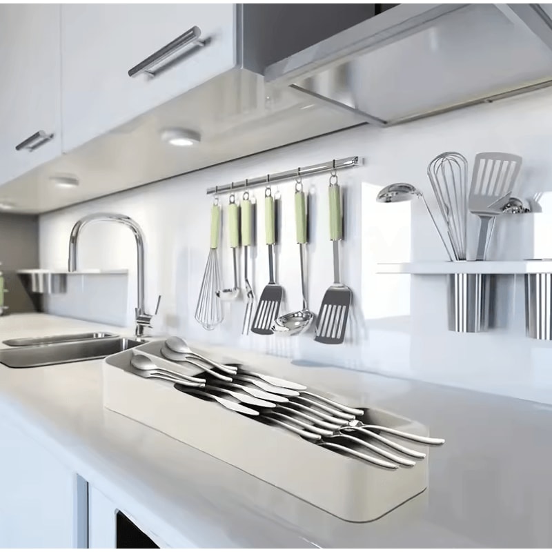 MultiPurpose Cutlery Storage Tray Compartmentalized Kitchen Drawer Organizer Box 5