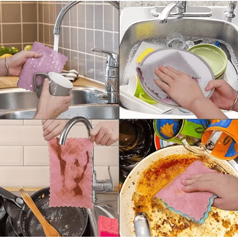 10pcs Microfiber Dish Cloths Multi Purpose Dishwashing Towels For Kitchen Cleaning 2