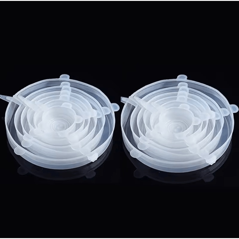 6 Pcs Silicone Cover Stretch Lids Universal Adaptable Kitchen Bowl Caps 11