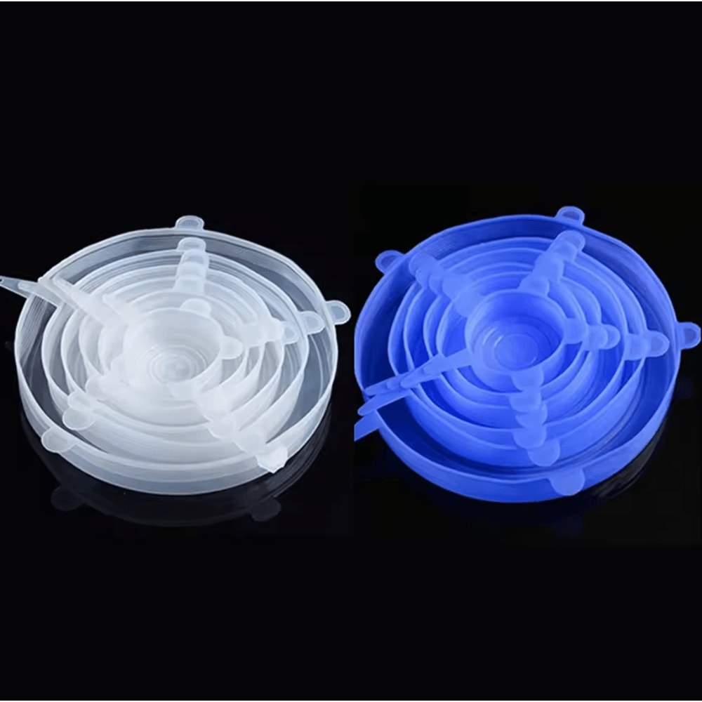 6 Pcs Silicone Cover Stretch Lids Universal Adaptable Kitchen Bowl Caps 12