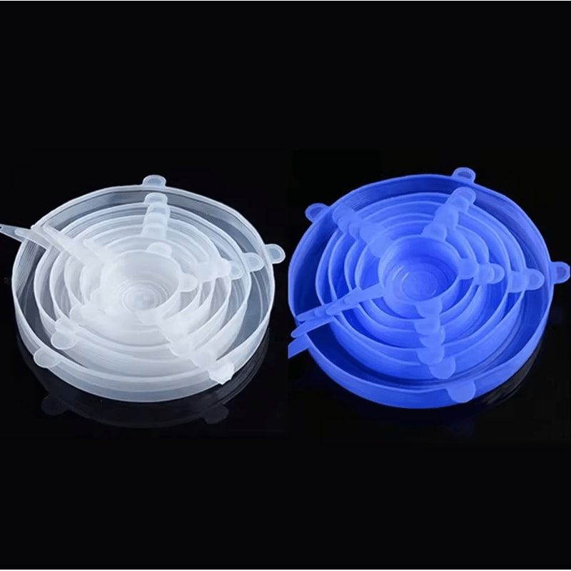 6 Pcs Silicone Cover Stretch Lids Universal Adaptable Kitchen Bowl Caps 12