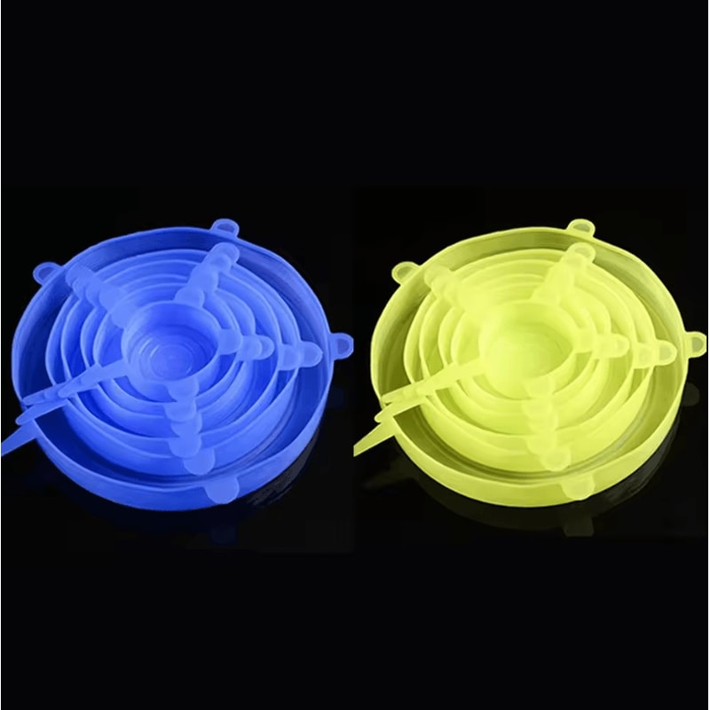 6 Pcs Silicone Cover Stretch Lids Universal Adaptable Kitchen Bowl Caps 13