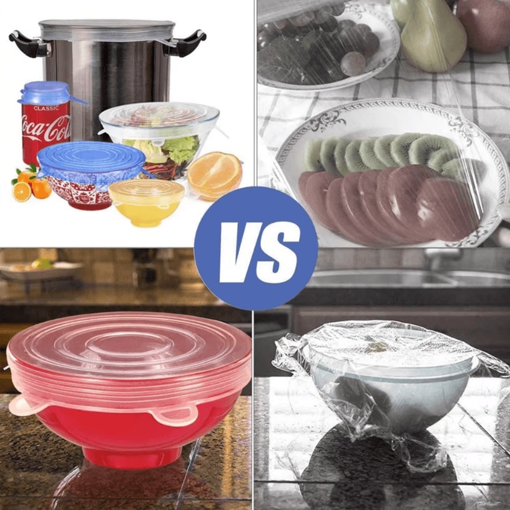 6 Pcs Silicone Cover Stretch Lids Universal Adaptable Kitchen Bowl Caps 1