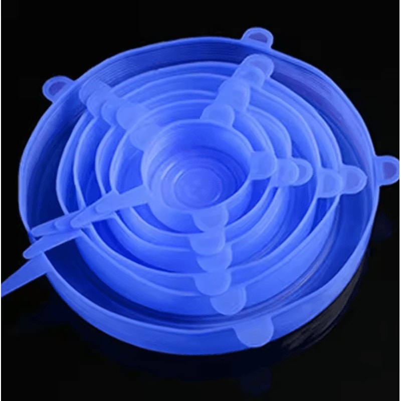 6 Pcs Silicone Cover Stretch Lids Universal Adaptable Kitchen Bowl Caps 6
