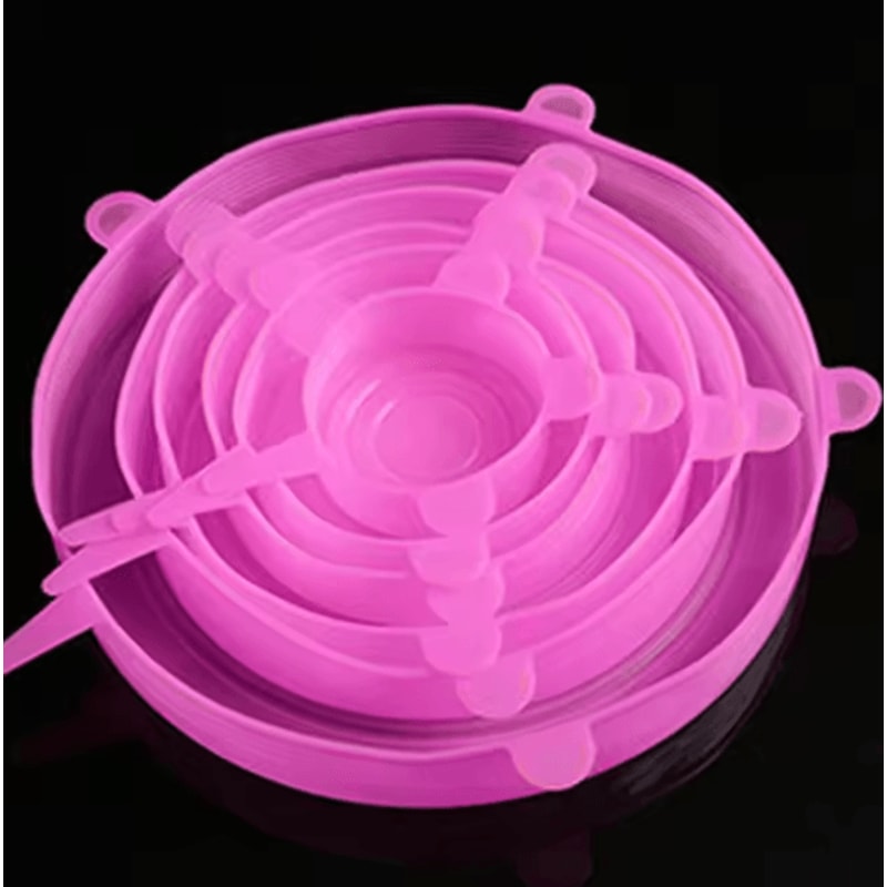 6 Pcs Silicone Cover Stretch Lids Universal Adaptable Kitchen Bowl Caps 7