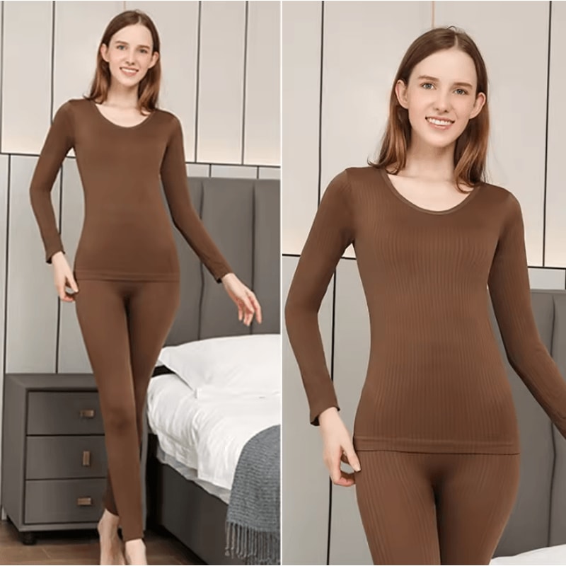 Womens Thermal Underwear Set Long Johns With Shaping And Middle Collar One Size For 88143 Lbs 9