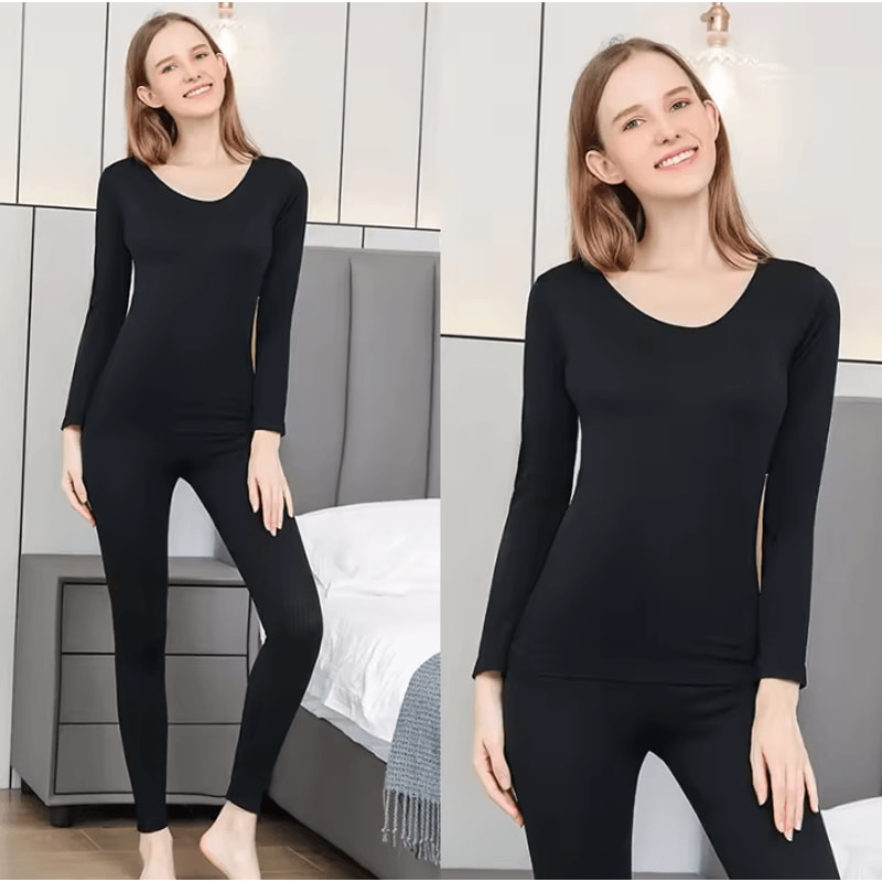 Womens Thermal Underwear Set Long Johns With Shaping And Middle Collar One Size For 88143 Lbs 5