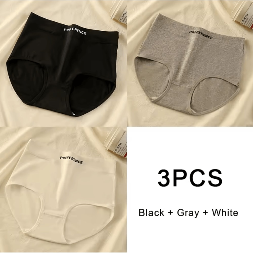 3PCS Womens Cotton HighWaist Breathable Underwear Panty Set 5