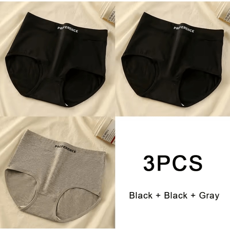 3PCS Womens Cotton HighWaist Breathable Underwear Panty Set 10