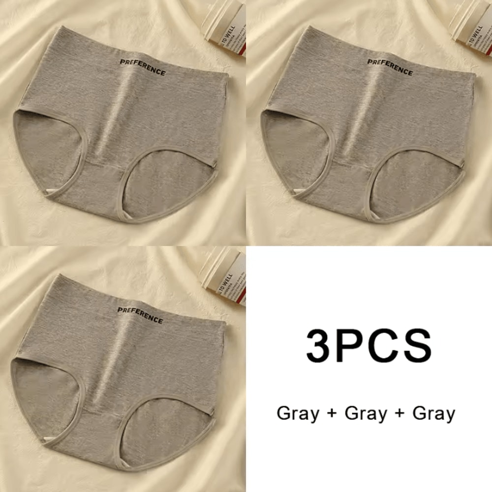 3PCS Womens Cotton HighWaist Breathable Underwear Panty Set 12