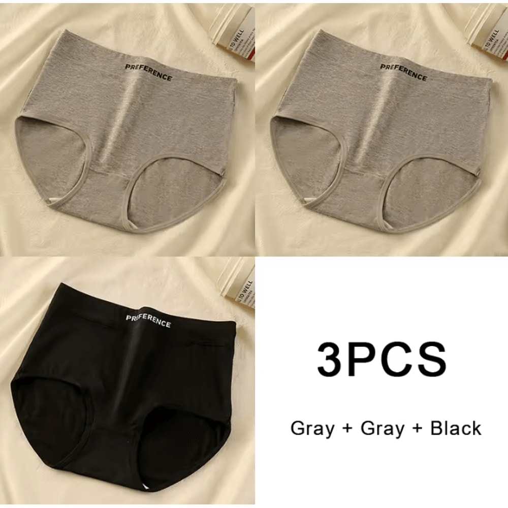 3PCS Womens Cotton HighWaist Breathable Underwear Panty Set 6
