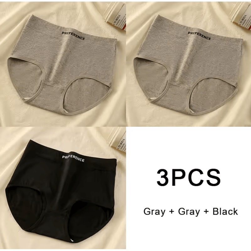 3PCS Womens Cotton HighWaist Breathable Underwear Panty Set 6