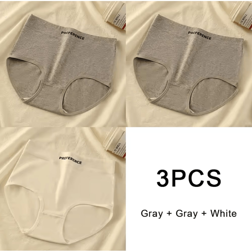 3PCS Womens Cotton HighWaist Breathable Underwear Panty Set 7