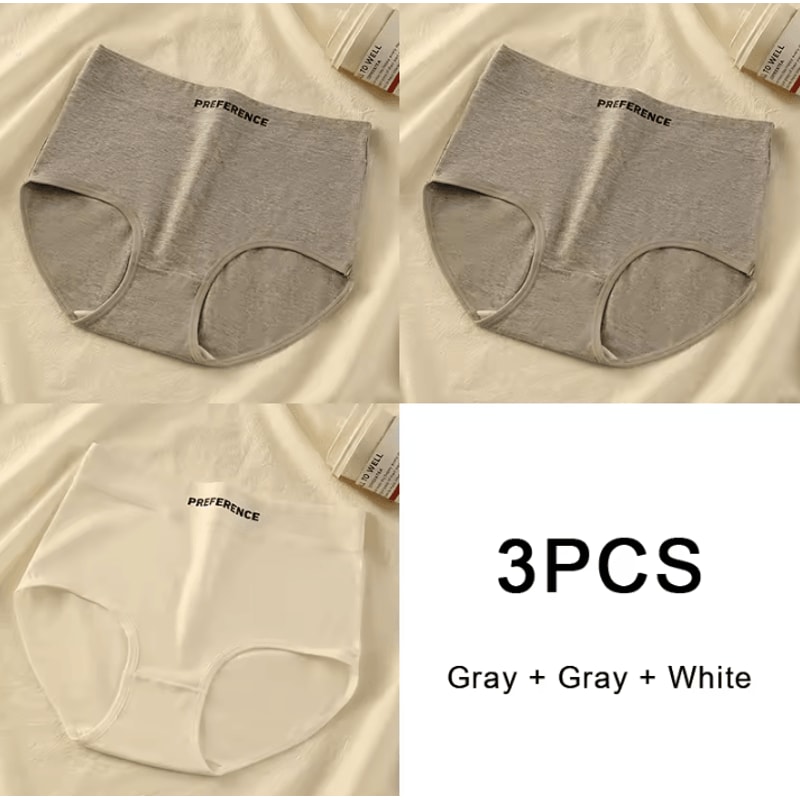 3PCS Womens Cotton HighWaist Breathable Underwear Panty Set 7