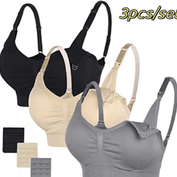 3pcs maternity nursing bras cotton seamless breathable push up bra set