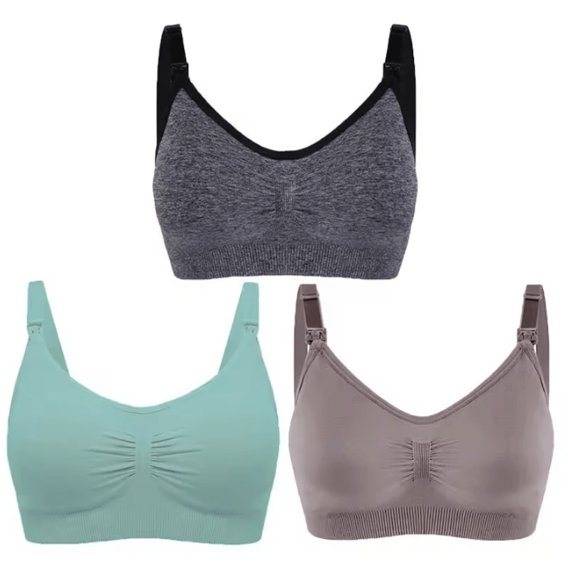3pcs Maternity Nursing Bras Cotton Seamless Breathable Push Up Bra Set 11