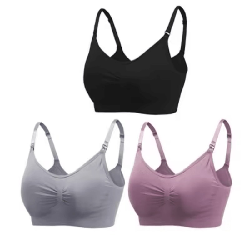 3pcs Maternity Nursing Bras Cotton Seamless Breathable Push Up Bra Set 14