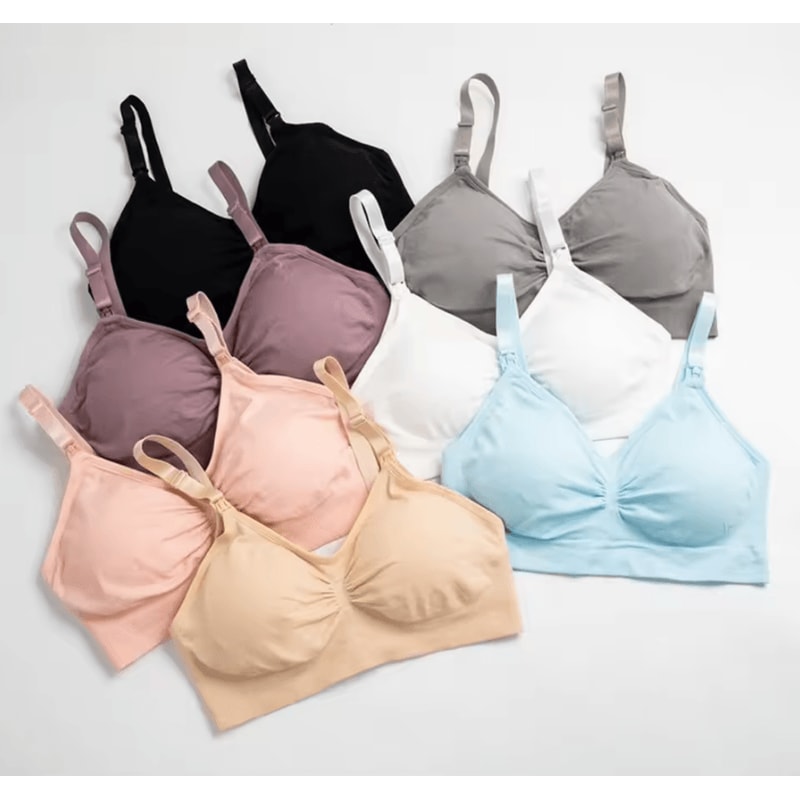 3pcs Maternity Nursing Bras Cotton Seamless Breathable Push Up Bra Set 1