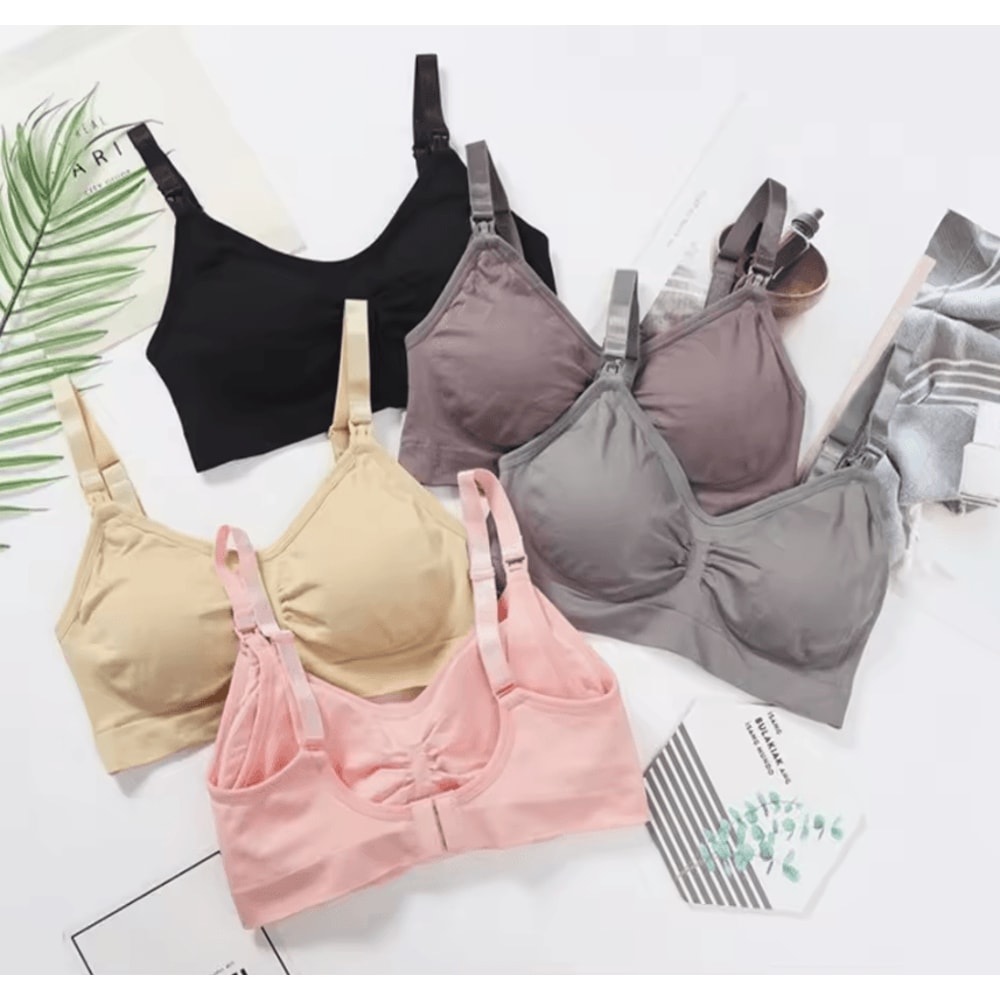 3pcs Maternity Nursing Bras Cotton Seamless Breathable Push Up Bra Set 2