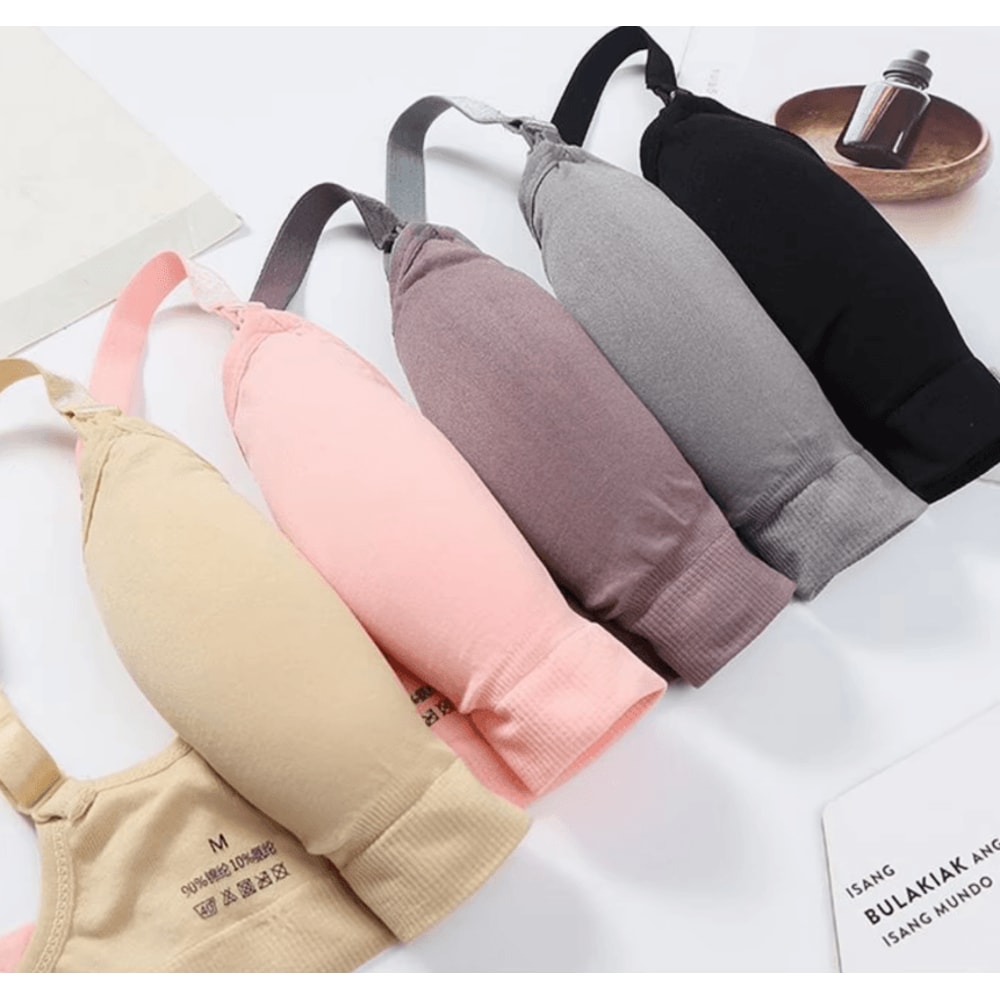 3pcs Maternity Nursing Bras Cotton Seamless Breathable Push Up Bra Set 3