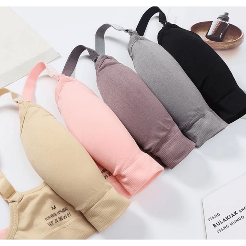 3pcs Maternity Nursing Bras Cotton Seamless Breathable Push Up Bra Set 3