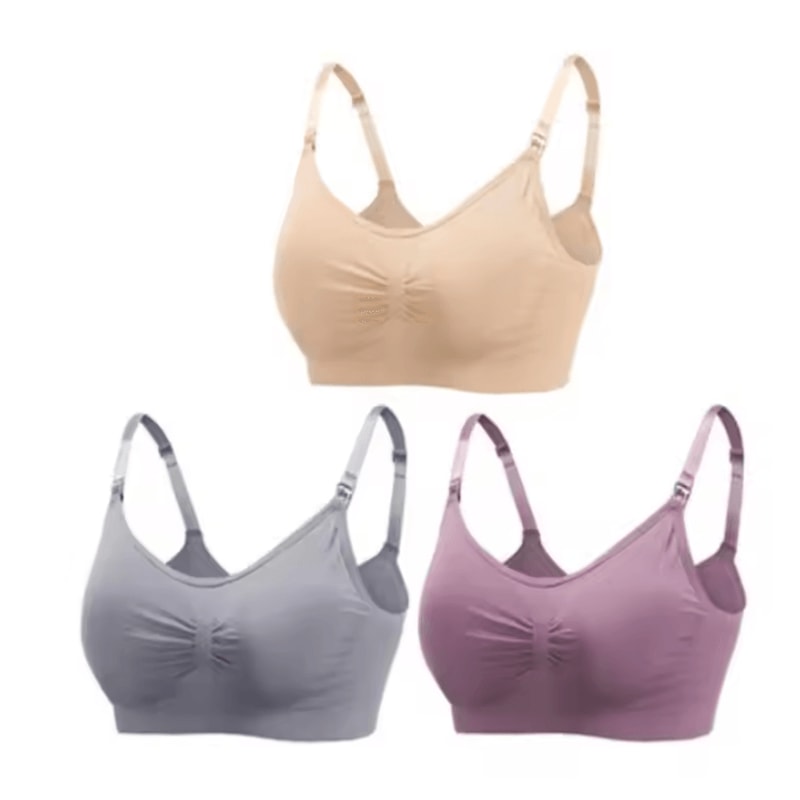 3pcs Maternity Nursing Bras Cotton Seamless Breathable Push Up Bra Set 6