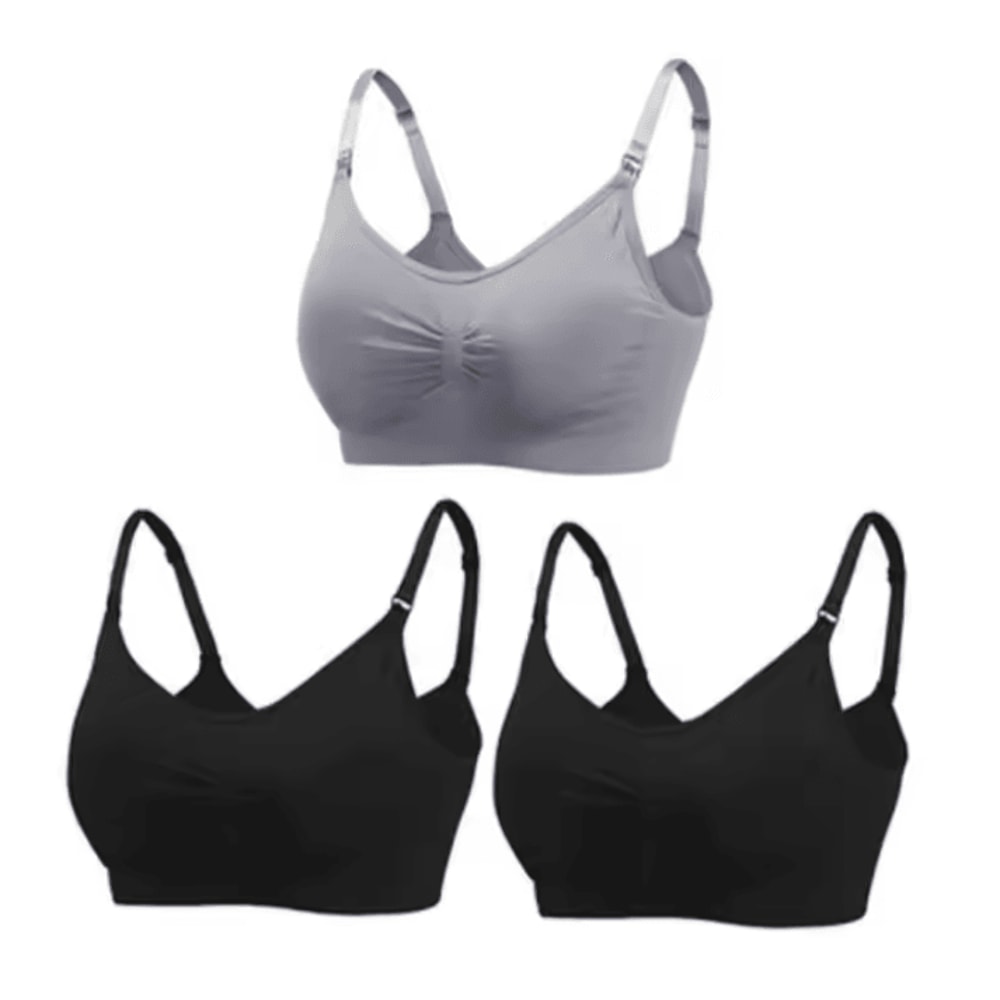 3pcs Maternity Nursing Bras Cotton Seamless Breathable Push Up Bra Set 15