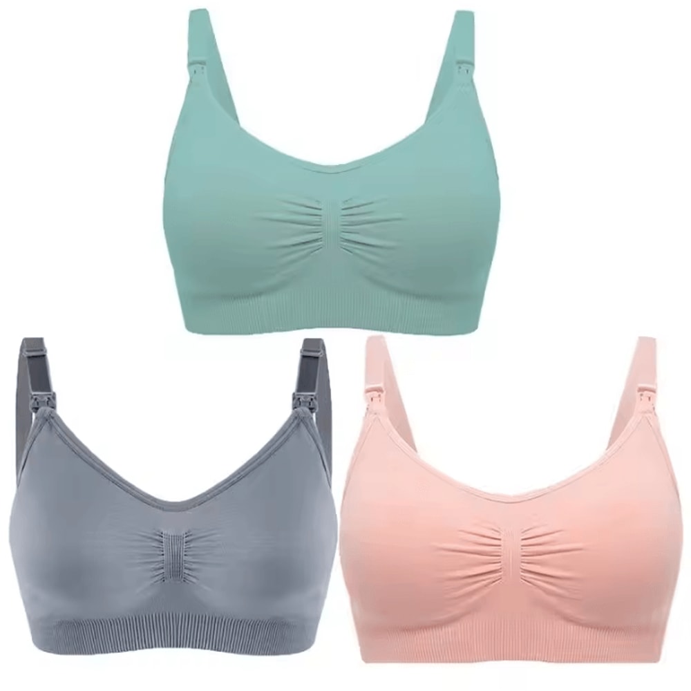 3pcs Maternity Nursing Bras Cotton Seamless Breathable Push Up Bra Set 16