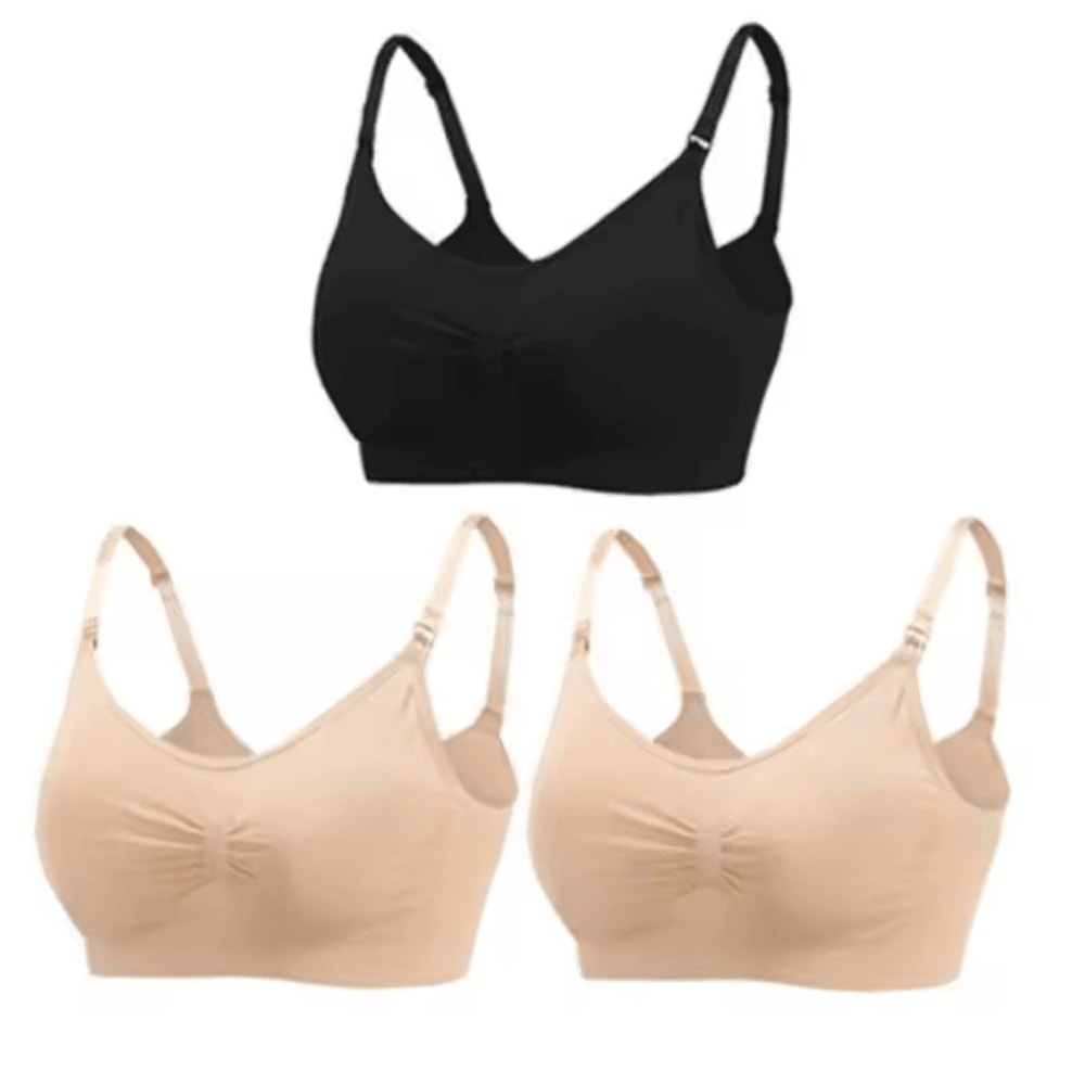 3pcs Maternity Nursing Bras Cotton Seamless Breathable Push Up Bra Set 18