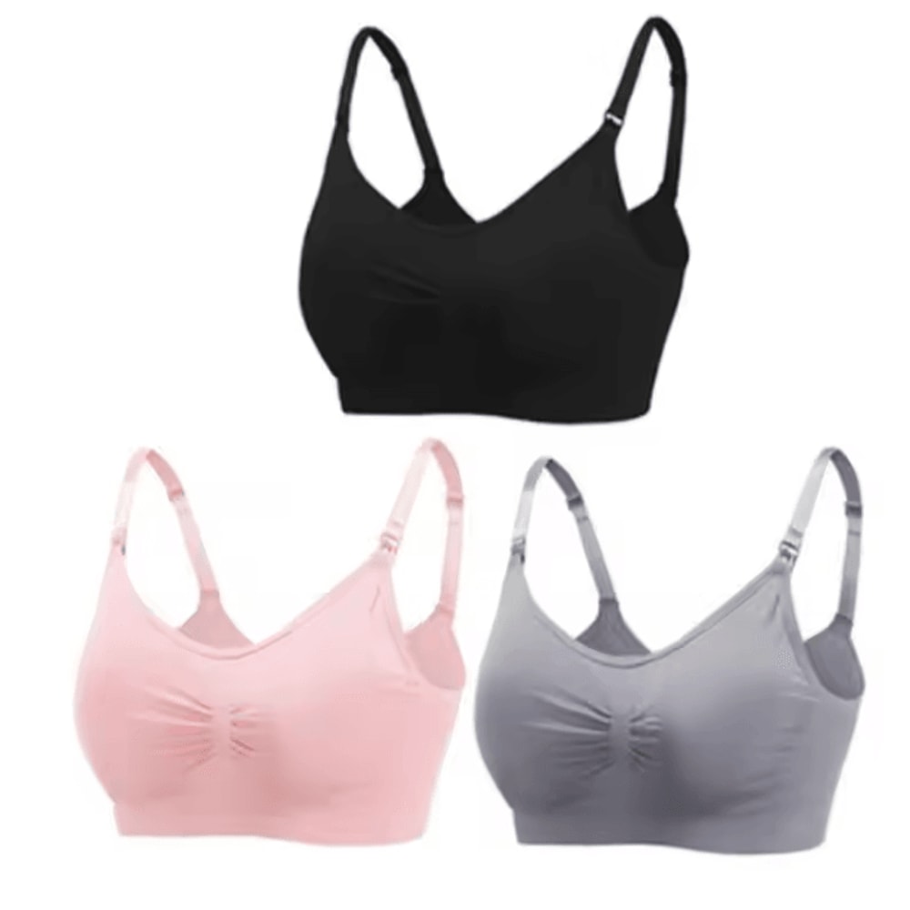 3pcs Maternity Nursing Bras Cotton Seamless Breathable Push Up Bra Set 29