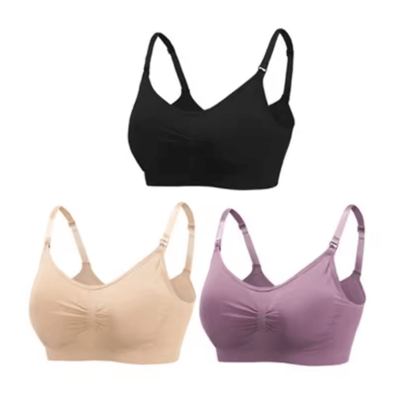 3pcs Maternity Nursing Bras Cotton Seamless Breathable Push Up Bra Set 21