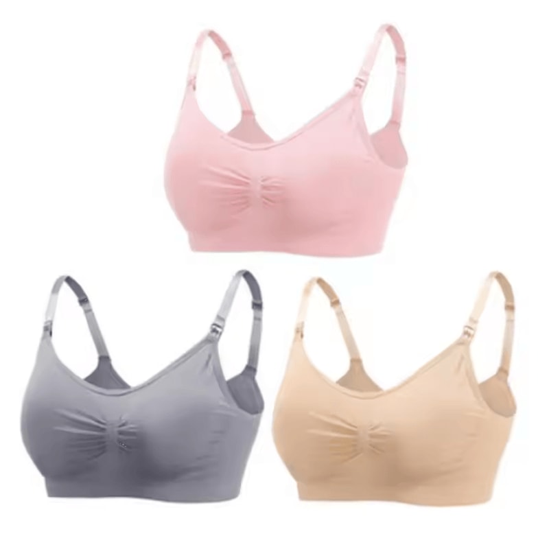 3pcs Maternity Nursing Bras Cotton Seamless Breathable Push Up Bra Set 22