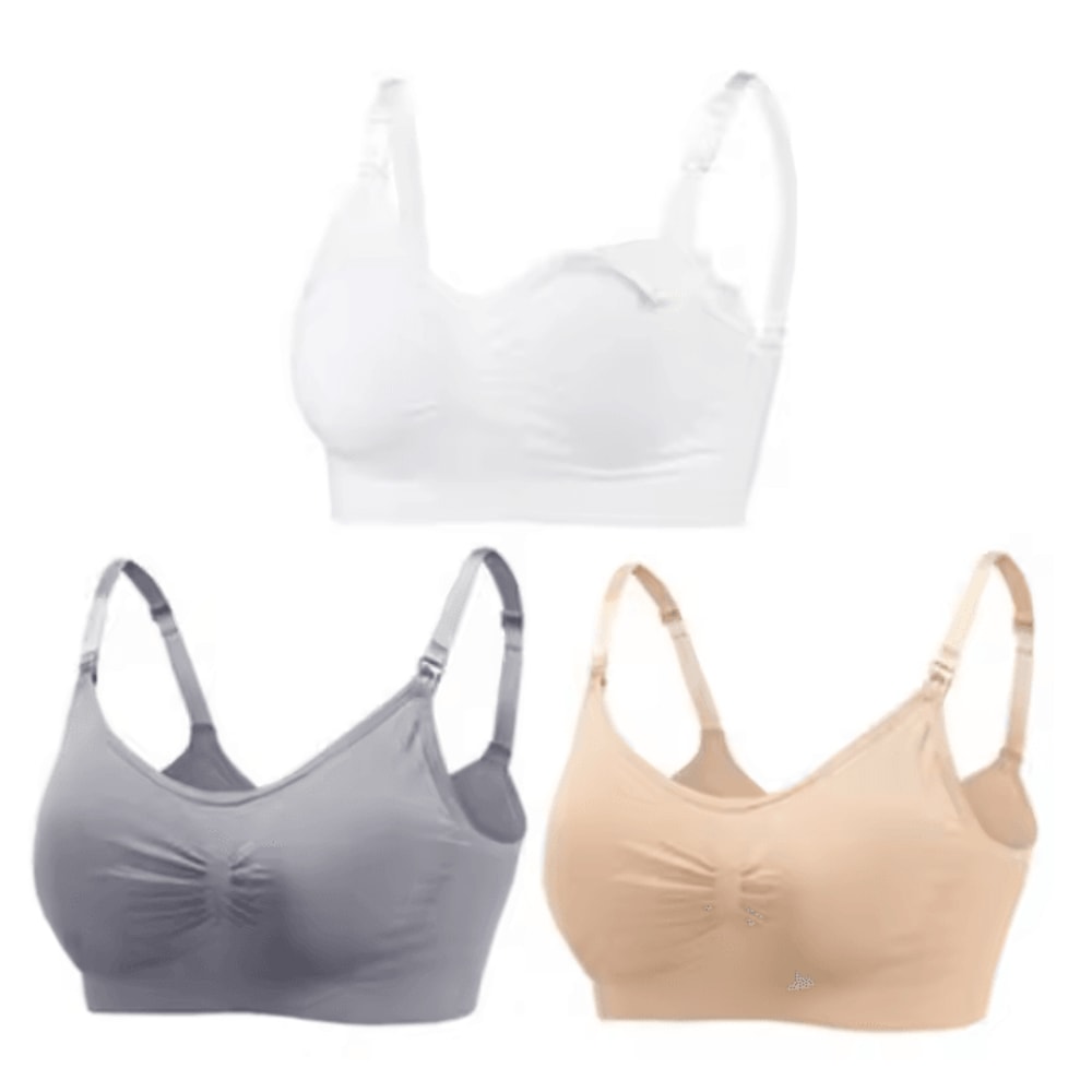 3pcs Maternity Nursing Bras Cotton Seamless Breathable Push Up Bra Set 25