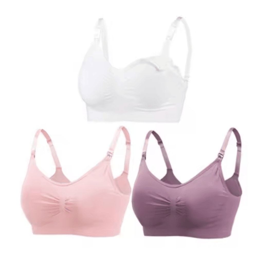 3pcs Maternity Nursing Bras Cotton Seamless Breathable Push Up Bra Set 28