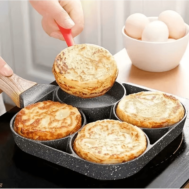 Medical Stone NonStick FourHole Omelette Pan For Breakfast Egg And Burger 0