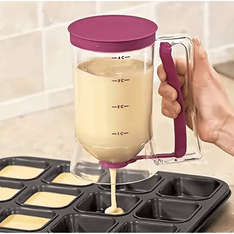 900ml HandHeld Batter Dispenser Bottle With Graduated Funnel For Pancakes And Cakes 0