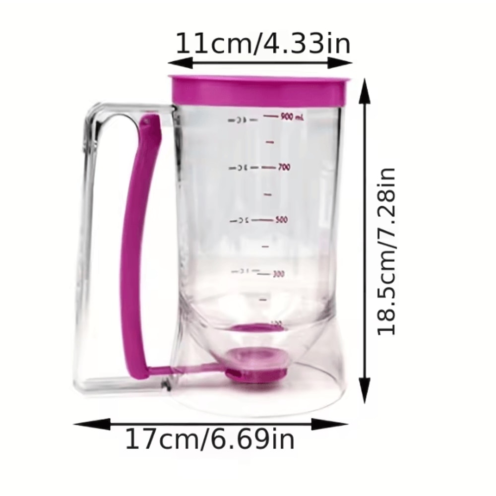 900ml HandHeld Batter Dispenser Bottle With Graduated Funnel For Pancakes And Cakes 5