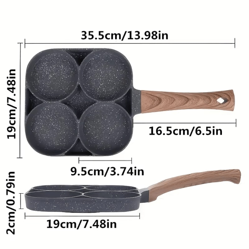 LMETJMA 4Cup Nonstick Pancake And Egg Frying Pan For Gas And Induction Cookers 5