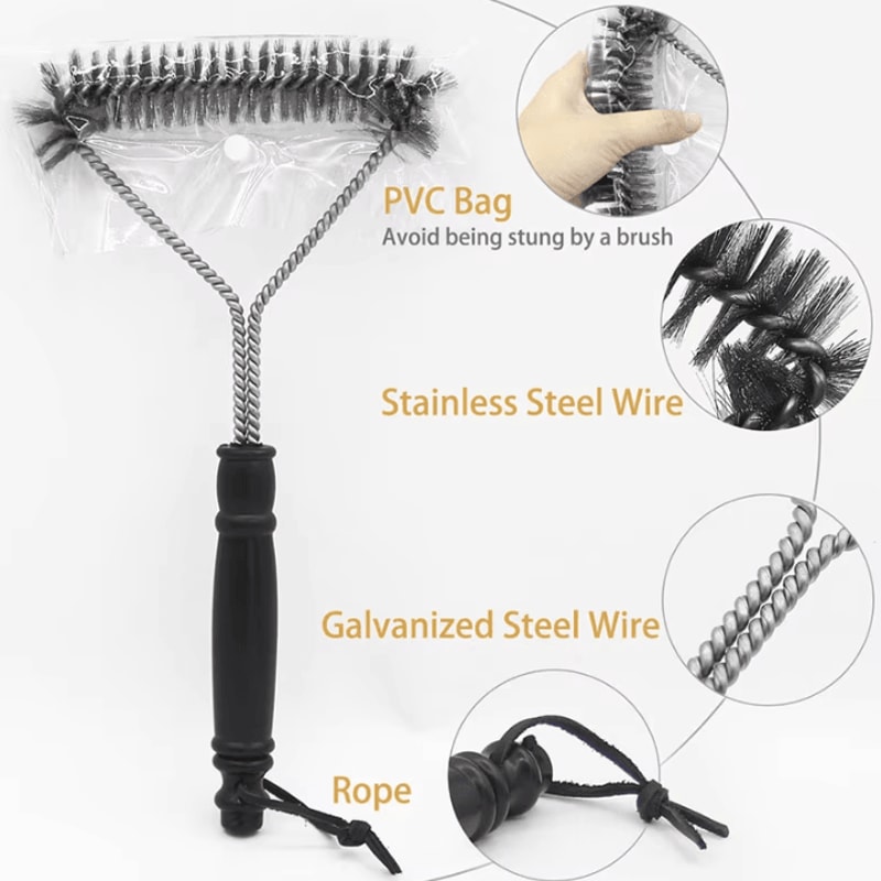BBQ Grill Cleaning Brush With Stainless Steel Bristles For Barbecue Accessories 3