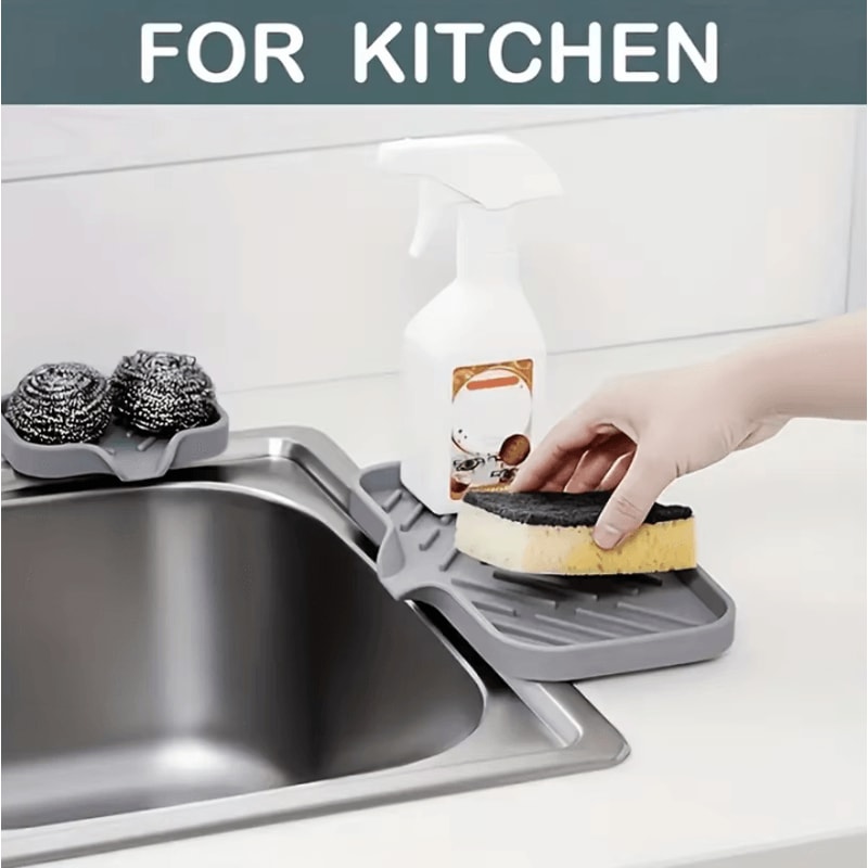 Silicone Faucet Sink Tray And Drying Pad With Soap Dispenser Space 2