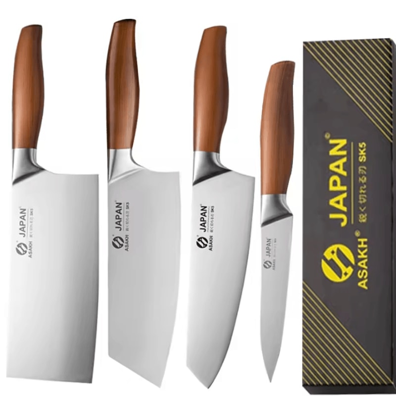Professional Japanese Kitchen Knives Set With Chef Santoku Fillet And Cleaver 11