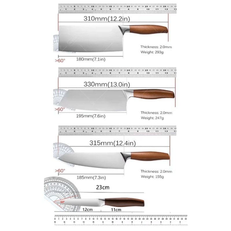 Professional Japanese Kitchen Knives Set With Chef Santoku Fillet And Cleaver 1