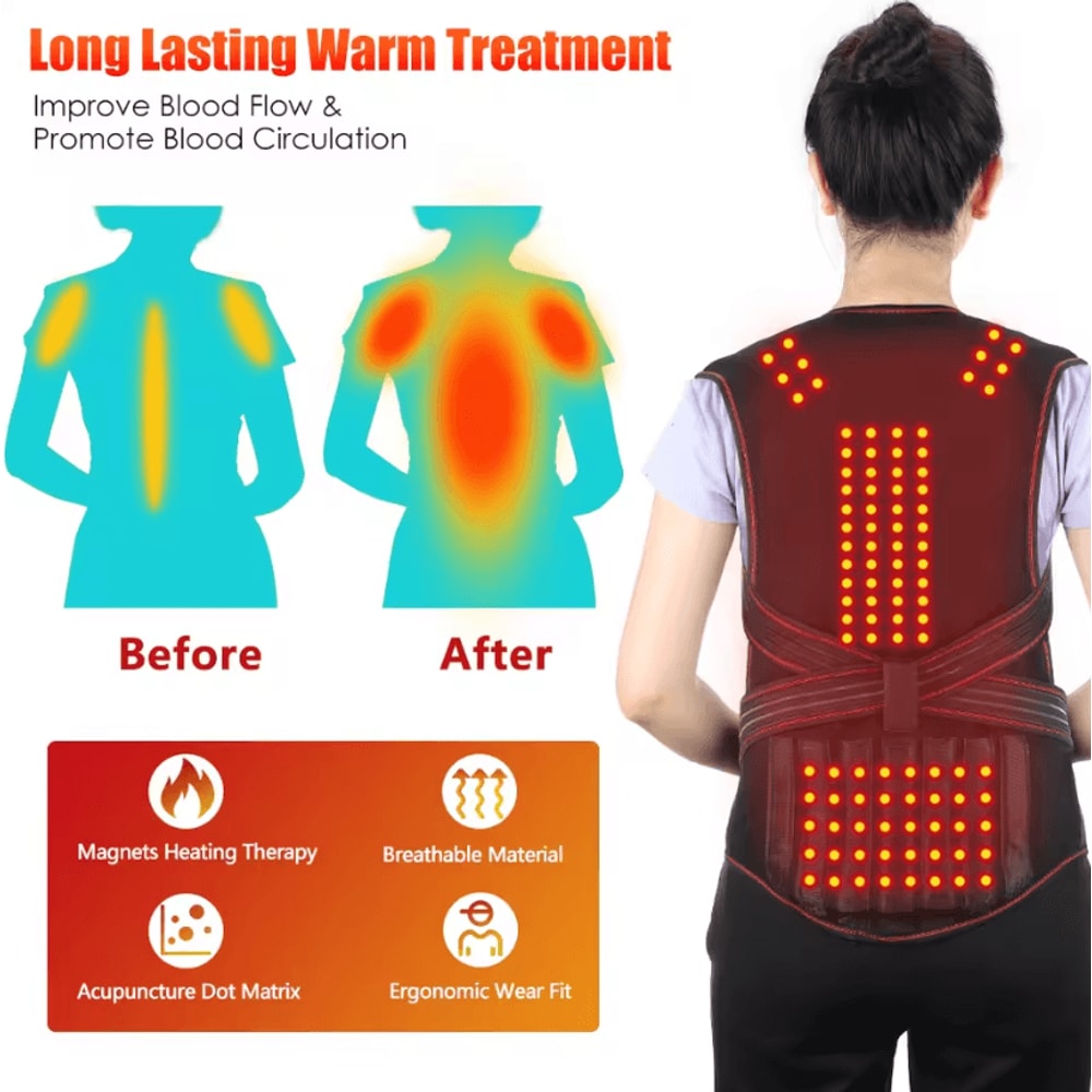 Tourmaline Magnetic Heated Vest And Lumbar Support Thermal Brace 4