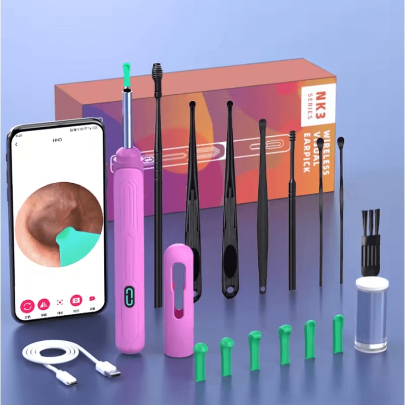 NK3 Pro HD Visual Ear Cleaner With Camera USBC Otoscope Earwax Removal Endoscope Kit 14