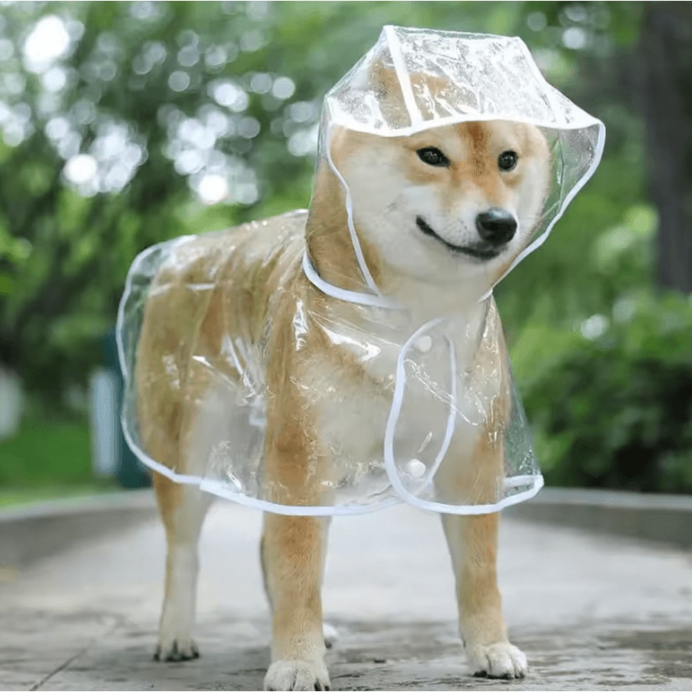 Transparent Hooded Dog Raincoat Waterproof Pet Rainwear Jacket For Small Dogs Puppies 0